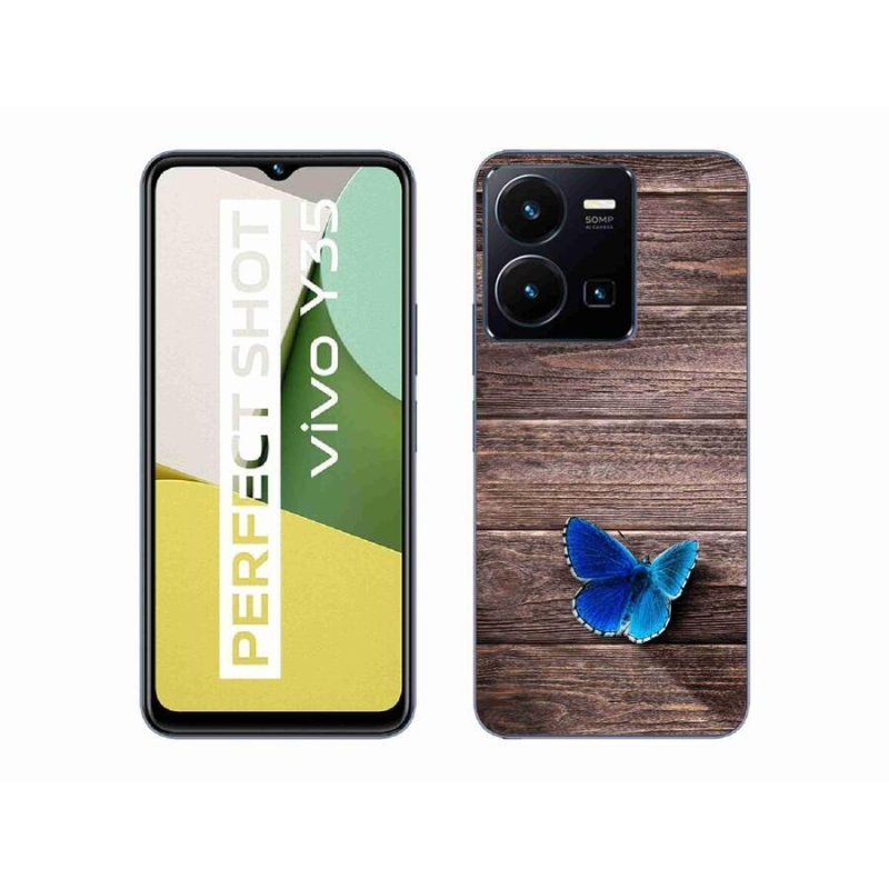 Gél védőhuzat mmCase a Vivo Y35 készülékhez - kék pillangó 1