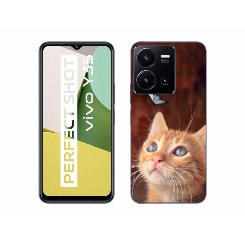 Gél borítás mmCase a Vivo Y35 készülékhez - pillangó és cica