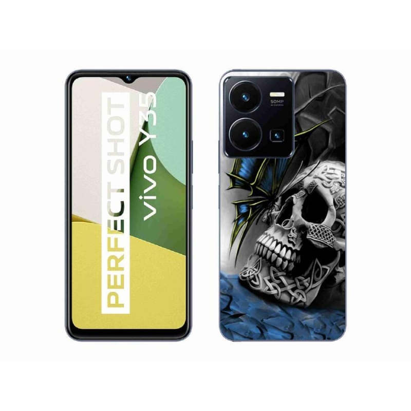 Zselés borítás mmCase a Vivo Y35 készülékhez - pillangó és koponya