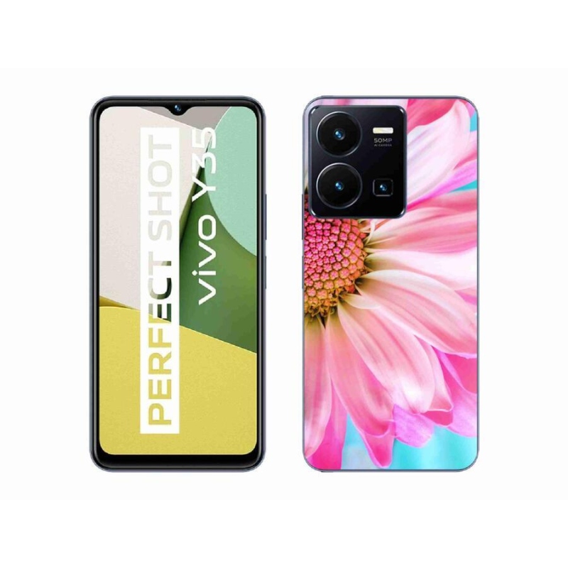 Gél védőhuzat mmCase a Vivo Y35 készülékhez - rózsaszín virág