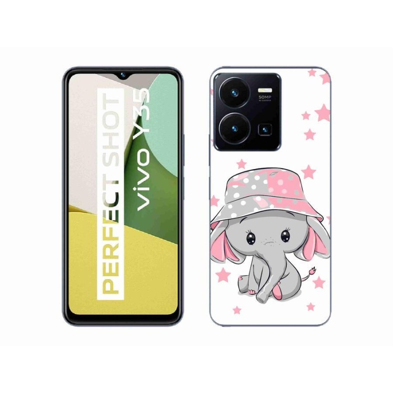Gél borító mmCase a Vivo Y35 készülékhez - rózsaszín elefánt