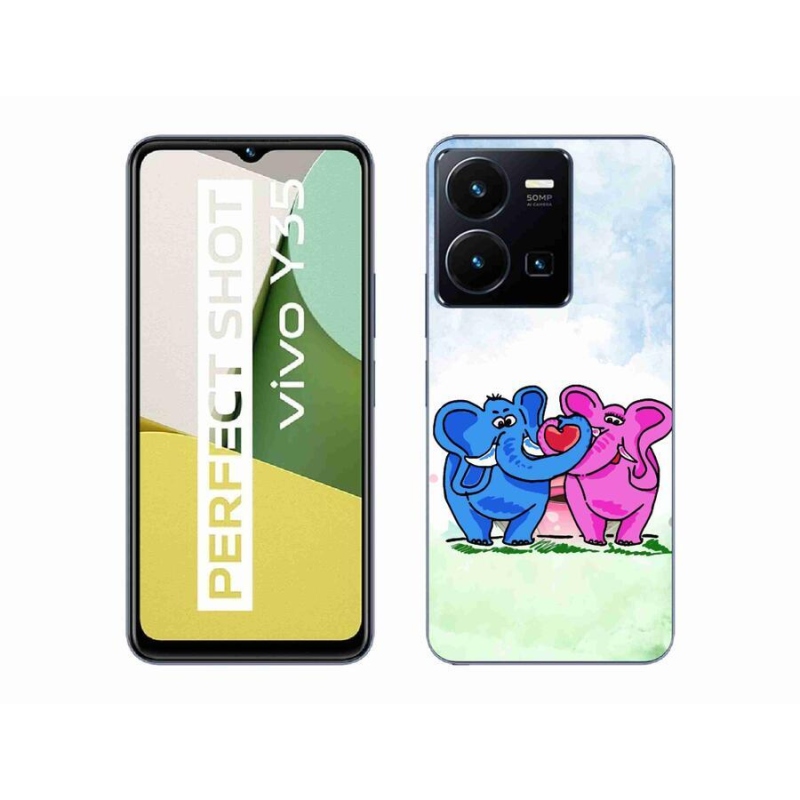 Gél borító mmCase a mobil Vivo Y35 - szerelmes elefántokhoz