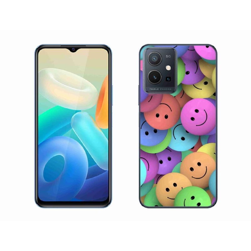 Gél borító mmCase a mobiltelefonon Vivo Y55 5G - színes smiley-k