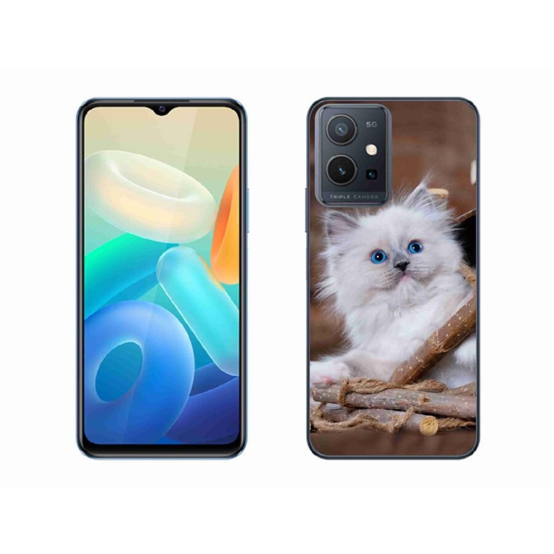 Gél védőhuzat mmCase a Vivo Y55 5G készülékhez - fehér cica