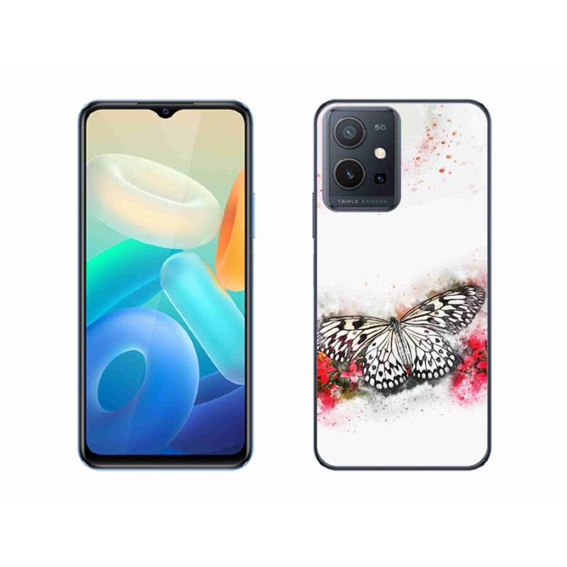 Gél borítás mmCase a Vivo Y55 5G-hez - fekete és fehér pillangó