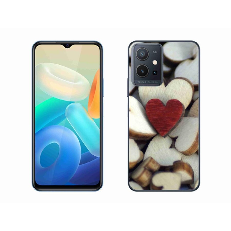 Gél borítás mmCase a Vivo Y55 5G készülékhez - gravírozott piros szív