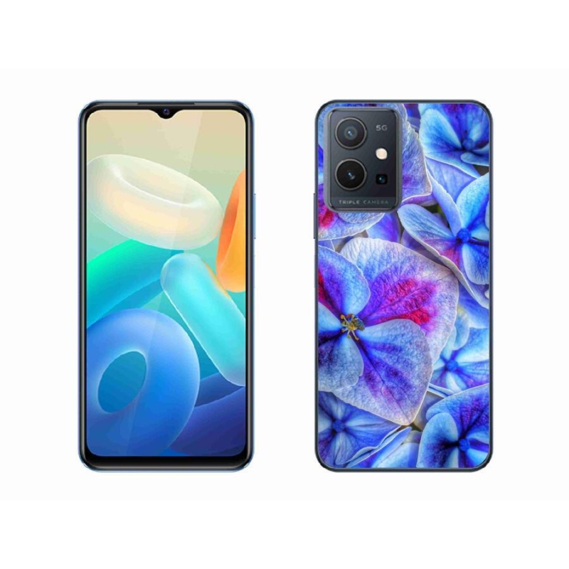 Gél védőhuzat mmCase a Vivo Y55 5G készülékhez - kék virágok 1