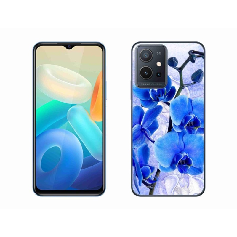 Gél védőhuzat mmCase a Vivo Y55 5G készülékhez - kék virágok