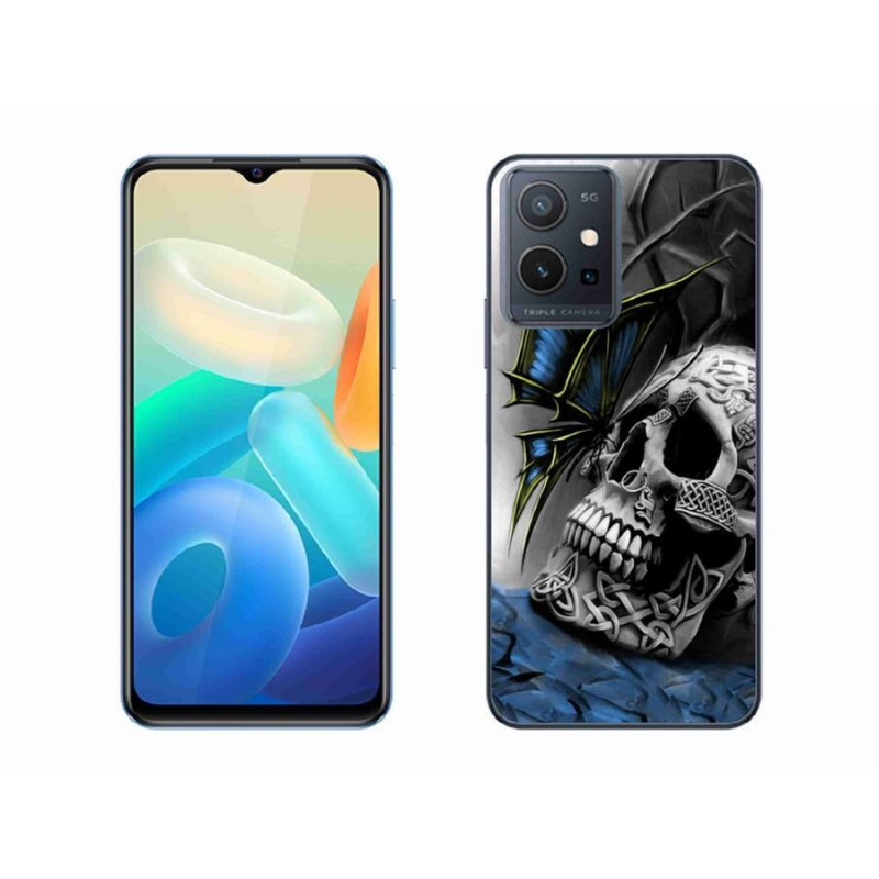 Gél borítás mmCase a Vivo Y55 5G készülékhez - pillangó és koponya