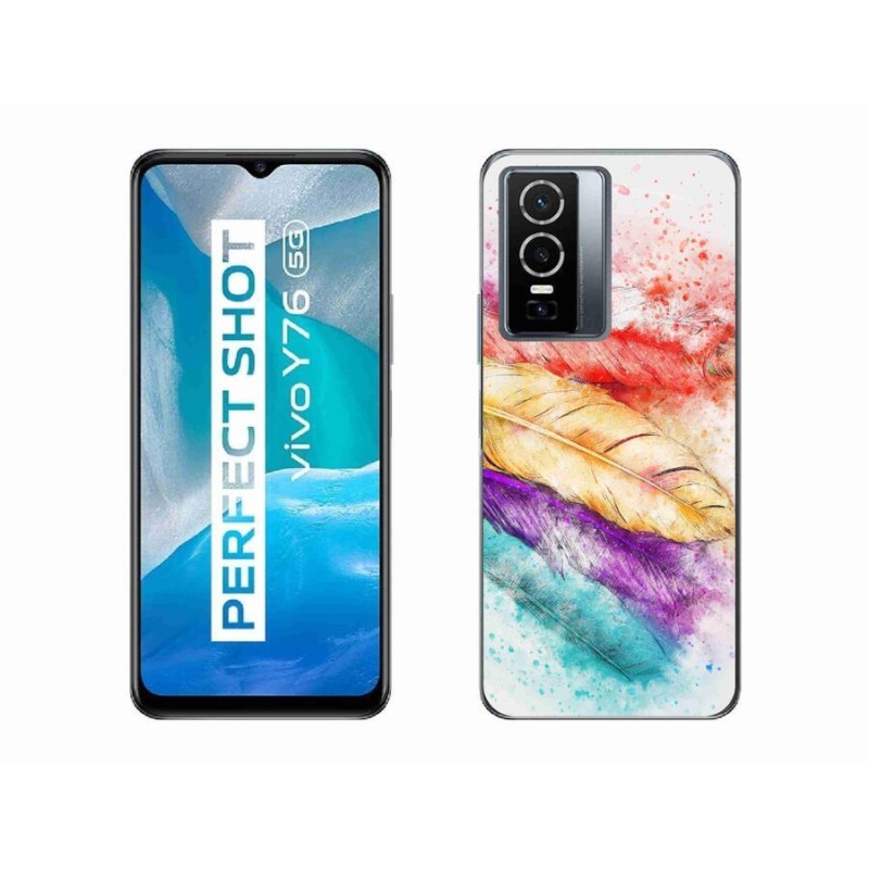 Gél borító mmCase mobil Vivo Y76 5G - színes tollakhoz