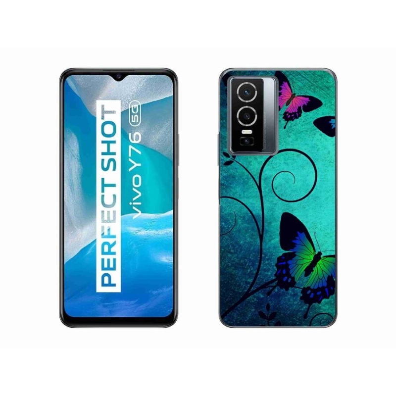 Gél borító mmCase mobil Vivo Y76 5G - színes pillangókhoz