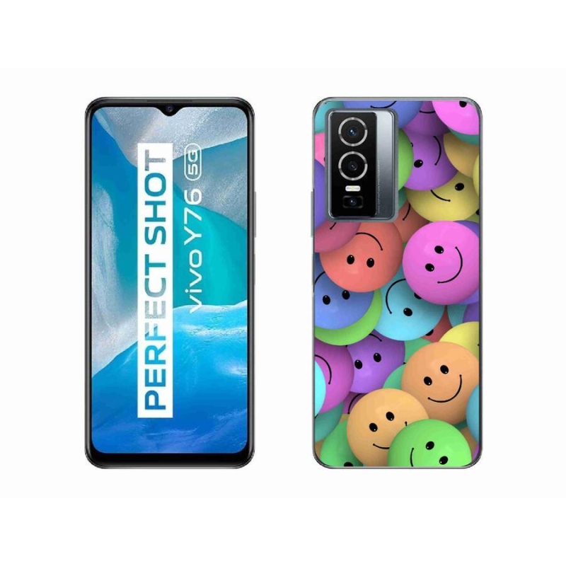 Gél borító mmCase a mobiltelefonon Vivo Y76 5G - színes smiley-k