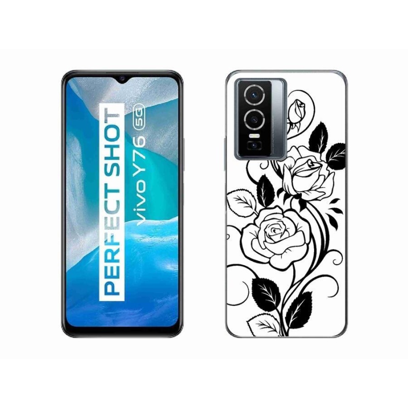 Gél borító mmCase a Vivo Y76 5G-hez - fekete és fehér rózsa