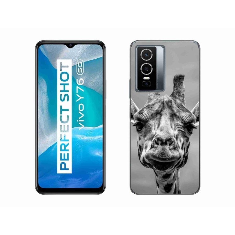 Zselés borítás mmCase a Vivo Y76 5G készülékhez - fekete-fehér zsiráf