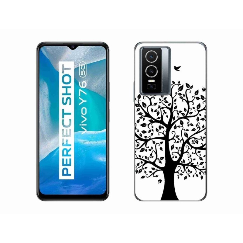 Gél borítás mmCase a Vivo Y76 5G-hez - fekete és fehér fa