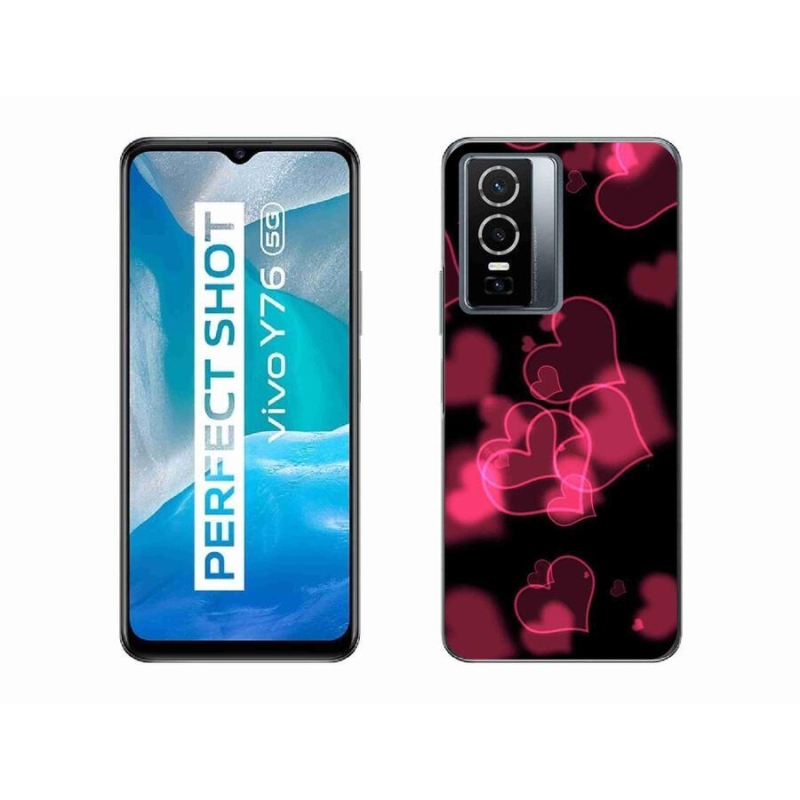 Zselés borítás mmCase a Vivo Y76 5G készülékhez - piros szívek