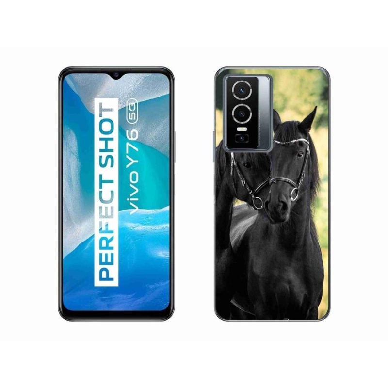 Gél borító mmCase a Vivo Y76 5G-hez - két fekete ló