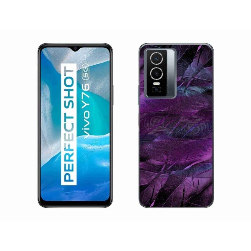 Gél védőhuzat mmCase a Vivo Y76 5G készülékhez - lila tollak