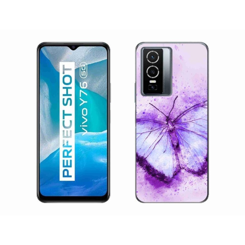 Zselés borító mmCase a Vivo Y76 5G készülékhez - lila pillangó