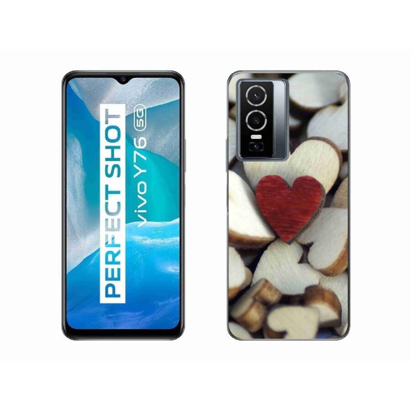 Gél borítás mmCase a Vivo Y76 5G készülékhez - gravírozott piros szív