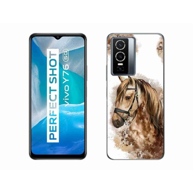 Zselés borító mmCase a Vivo Y76 5G készülékhez - barna rajzfilm ló