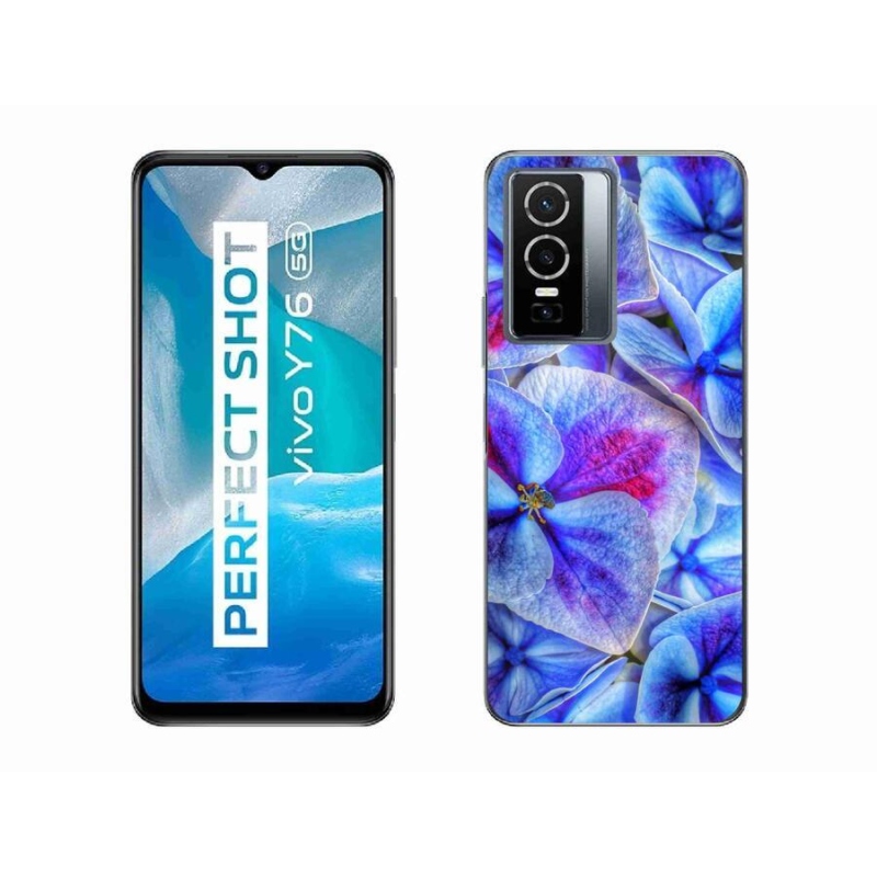 Gél védőhuzat mmCase a Vivo Y76 5G készülékhez - kék virágok 1