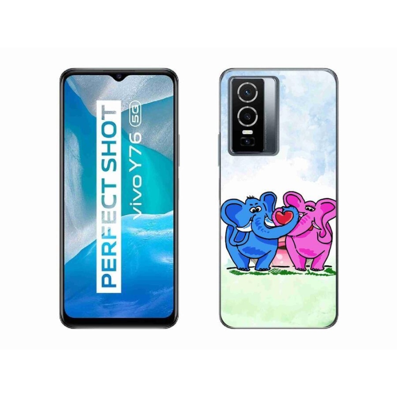 Gél borító mmCase mobil Vivo Y76 5G - szerelmes elefántok