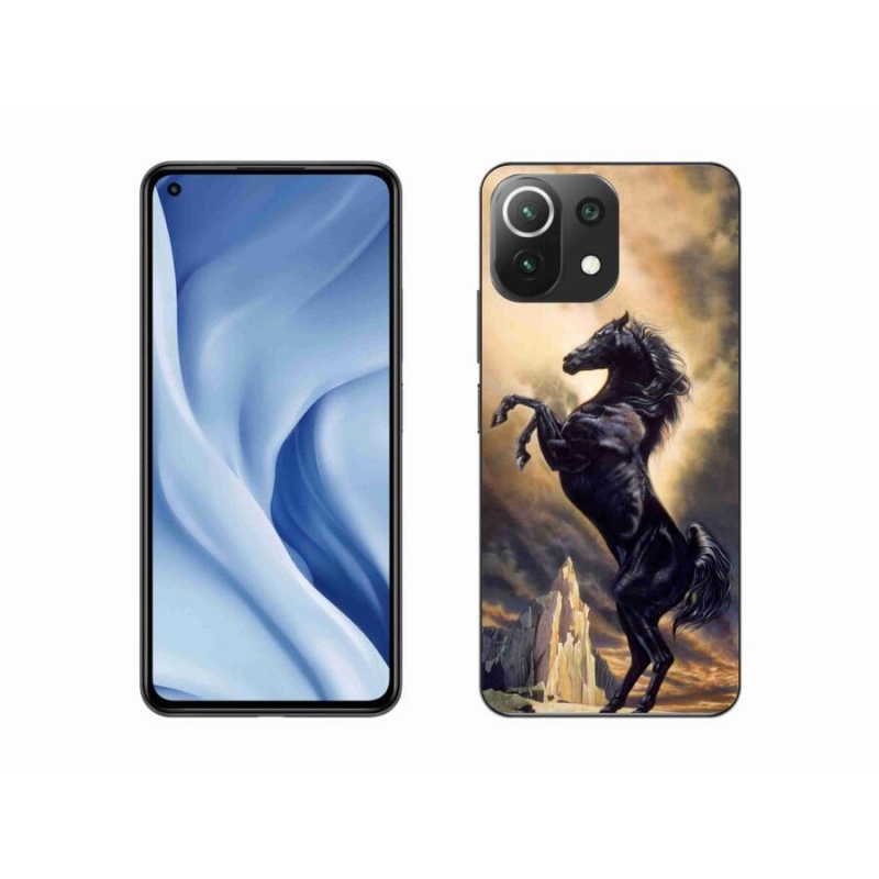 Gél borítás mmCase a Xiaomi 11 Lite 5G NE számára - fekete rajzfilm ló