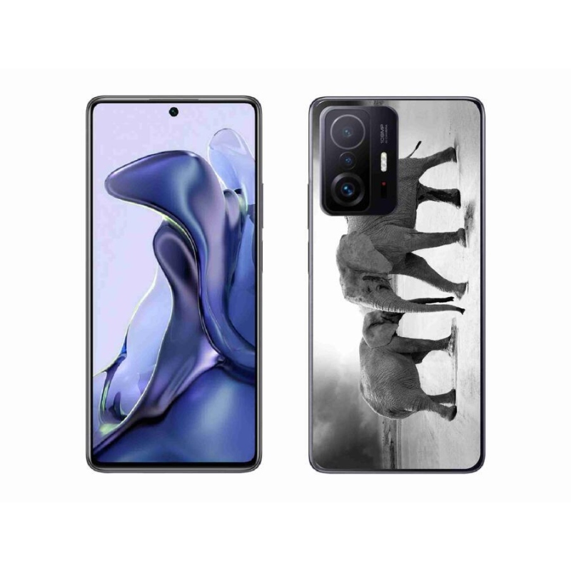 Gél borítás mmCase a Xiaomi 11T Pro számára - fekete és fehér elefántok