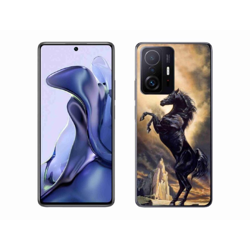Gél borítás mmCase a Xiaomi 11T Pro számára - fekete rajzfilm ló