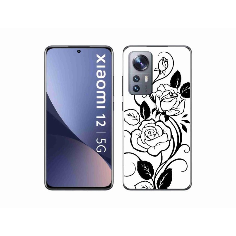 Gél borítás mmCase a Xiaomi 12-hez - fekete és fehér rózsa