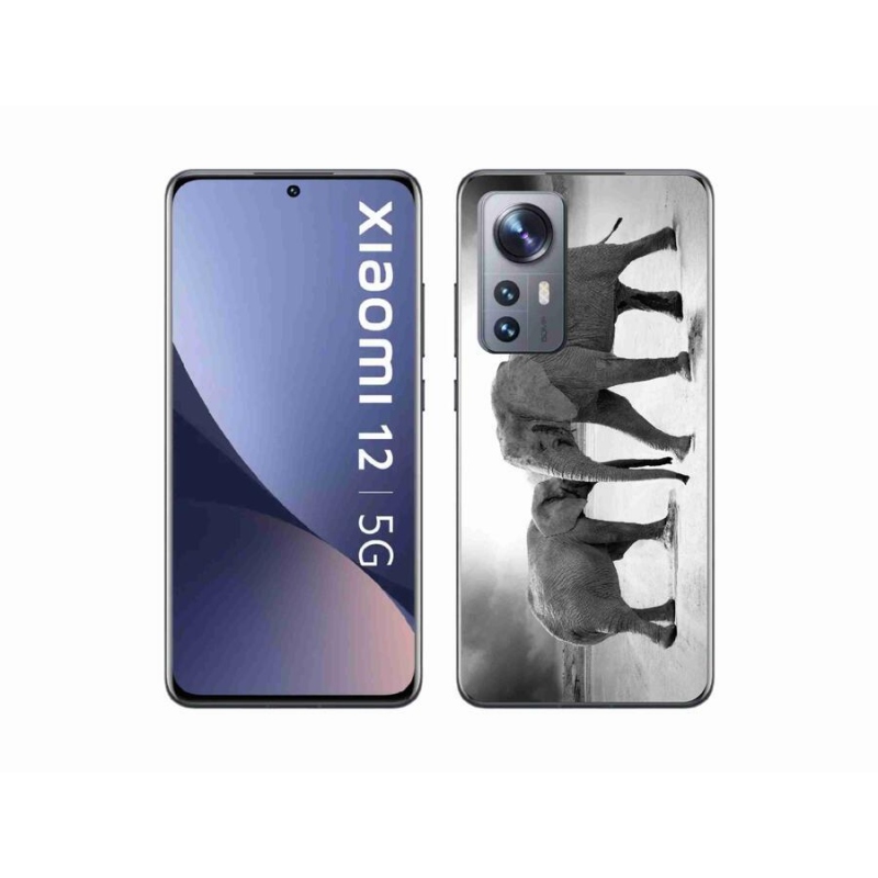 Gél borító mmCase a Xiaomi 12 - fekete és fehér elefántokhoz