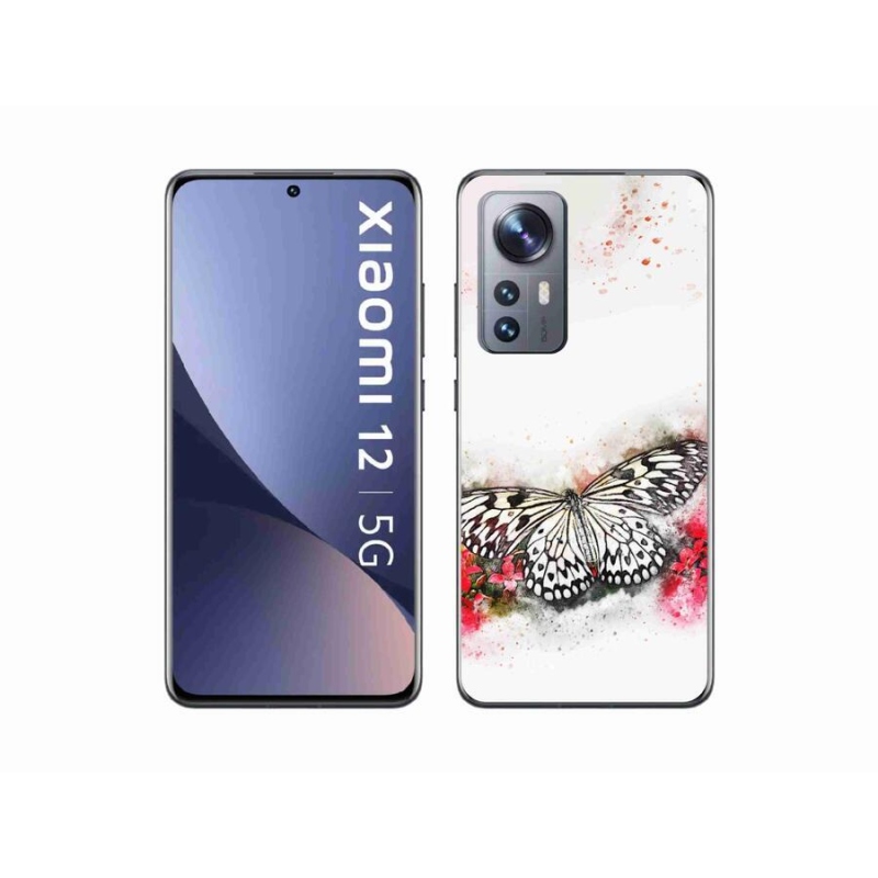 Gél borítás mmCase a Xiaomi 12 - fekete-fehér pillangóhoz