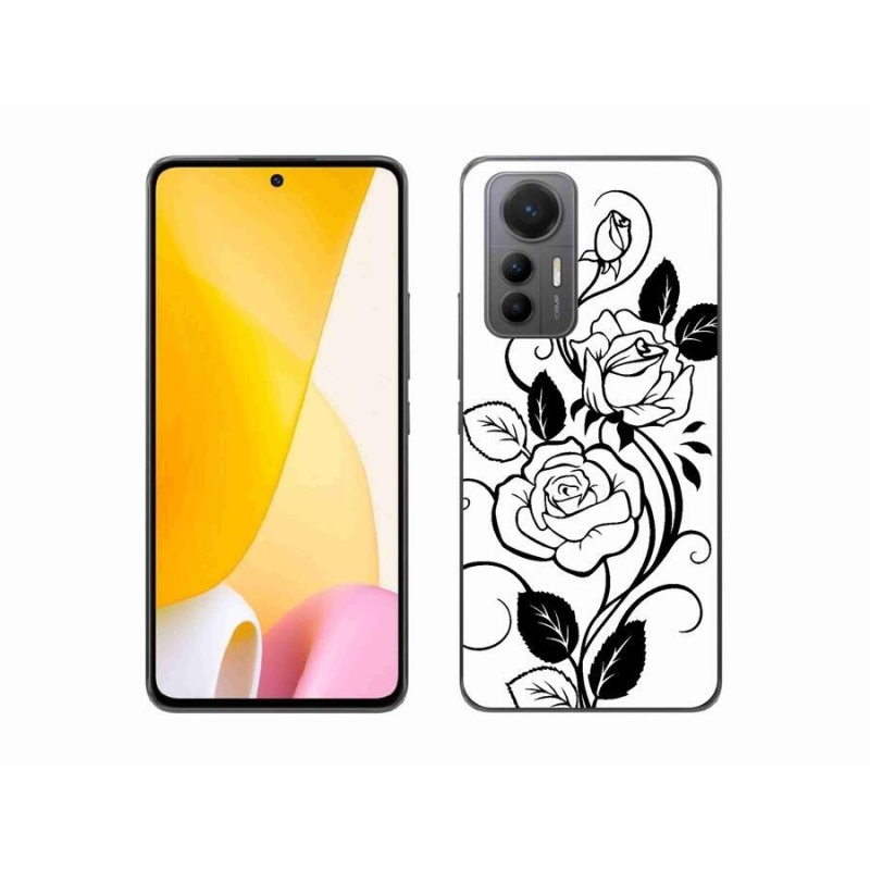 Gél borítás mmCase a Xiaomi 12 Lite-hoz - fekete és fehér rózsa
