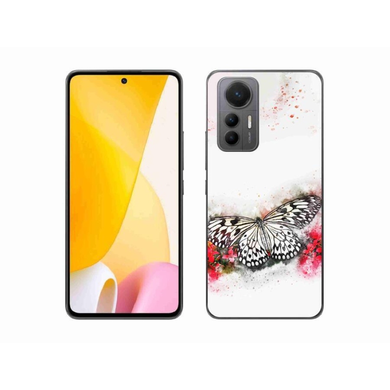 Gél borítás mmCase a Xiaomi 12 Lite-hoz - fekete-fehér pillangó