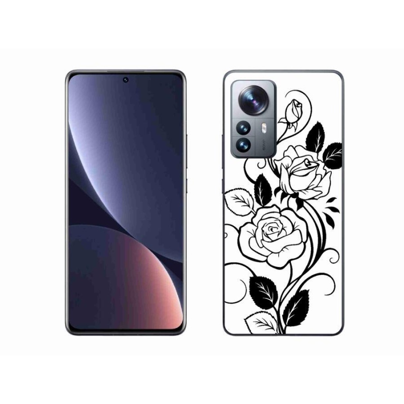 Gél borítás mmCase a Xiaomi 12 Pro számára - fekete és fehér rózsa