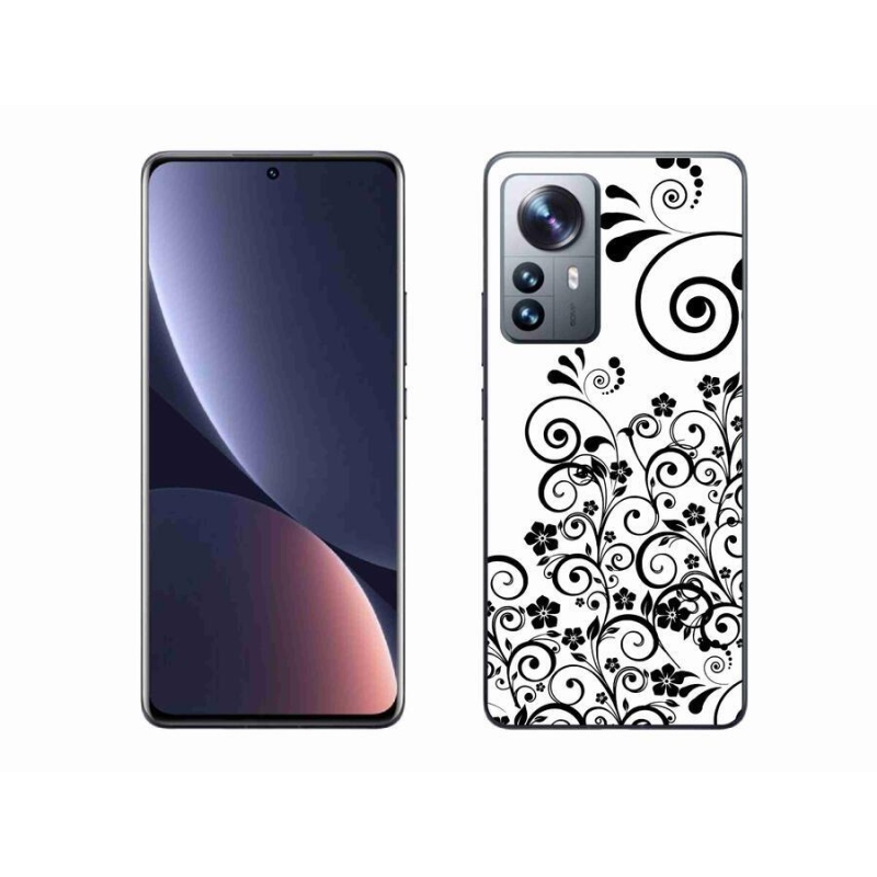 Gél borítás mmCase a Xiaomi 12 Pro számára - fekete és fehér virágmintás