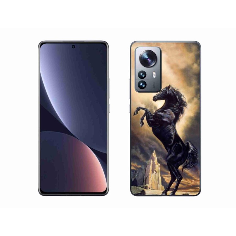 Gél borítás mmCase a Xiaomi 12 Pro számára - fekete rajzfilm ló