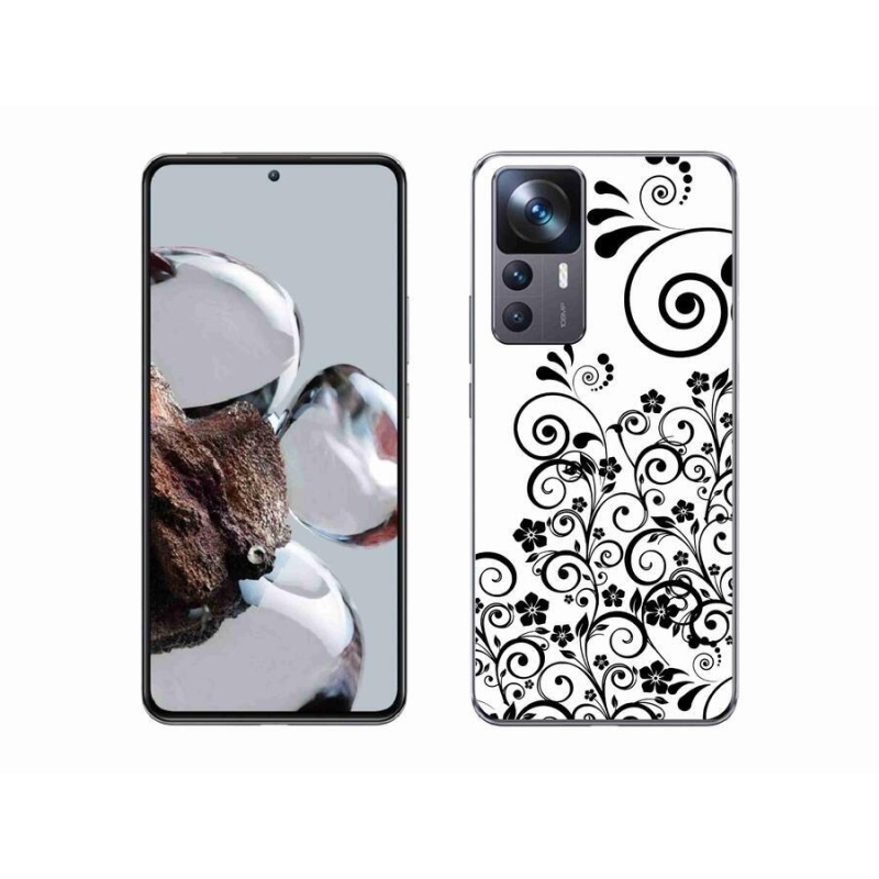 Gél borítás mmCase a Xiaomi 12T-hez - fekete és fehér virágminták