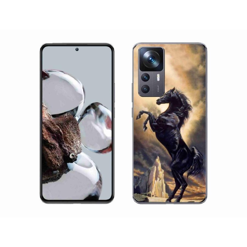 Gél borítás mmCase a Xiaomi 12T-hez - fekete rajzfilm ló