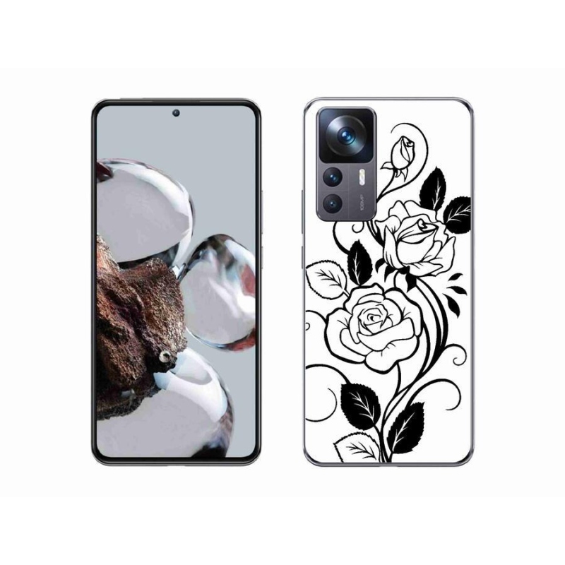 Gél borítás mmCase a Xiaomi 12T Pro számára - fekete és fehér rózsa