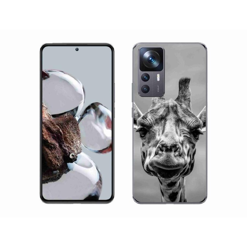 Gél borítás mmCase a Xiaomi 12T Pro számára - fekete és fehér zsiráf