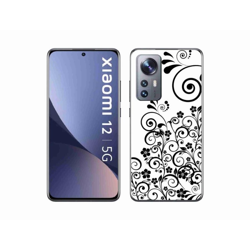 Gél borítás mmCase a Xiaomi 12X-hez - fekete és fehér virágminták