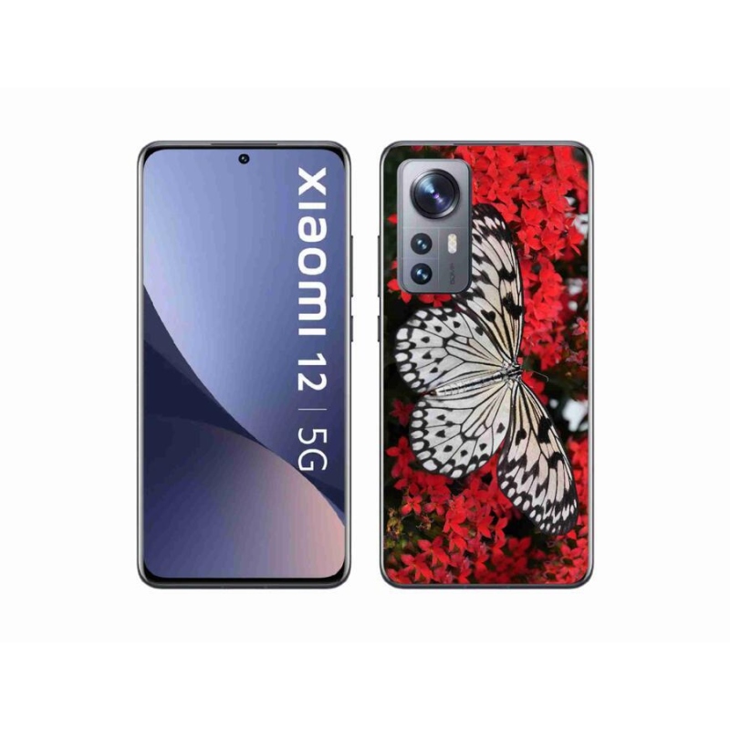 Gél borítás mmCase a Xiaomi 12X-hez - fekete-fehér pillangó 1