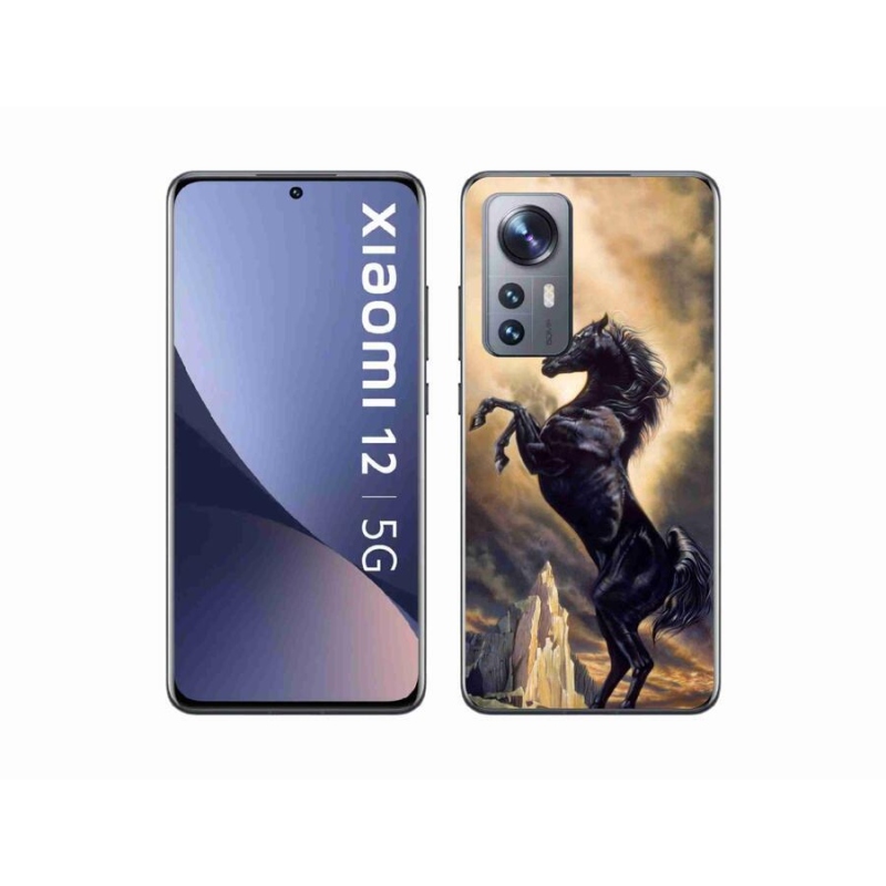 Gél borító mmCase a Xiaomi 12X-hez - fekete rajzfilm ló