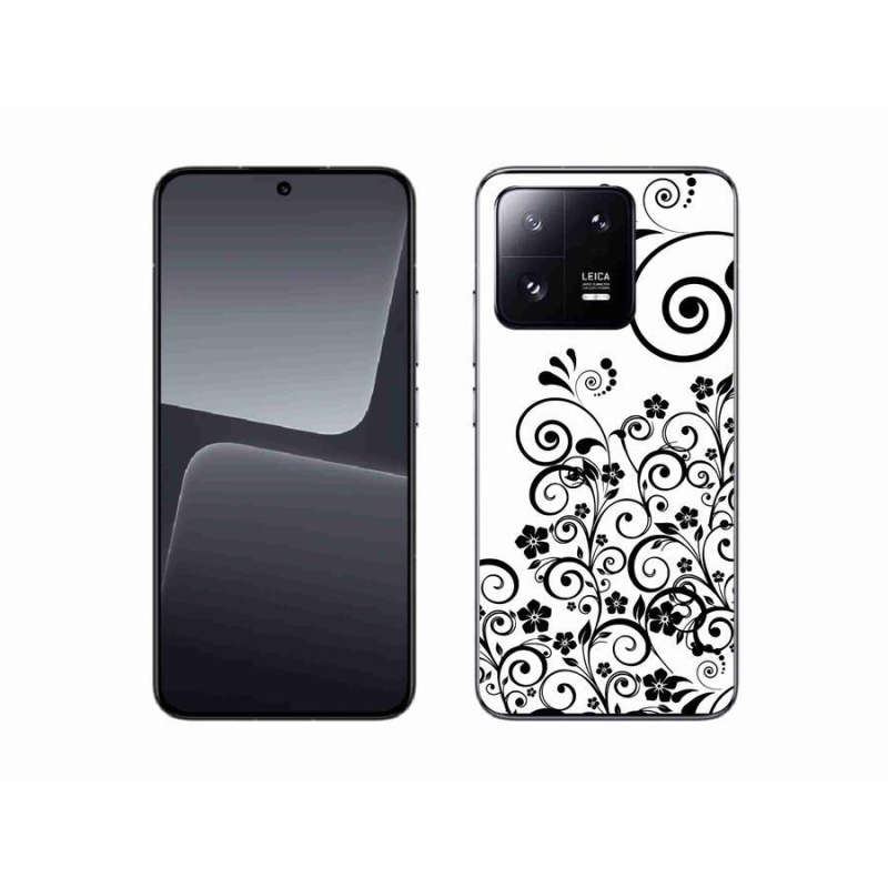 Gél borító mmCase a Xiaomi 13-hoz - fekete és fehér virágmintás