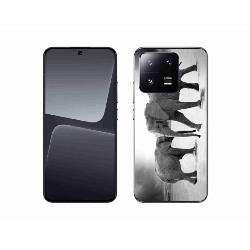 Gél borító mmCase a Xiaomi 13-hoz - fekete és fehér elefántok