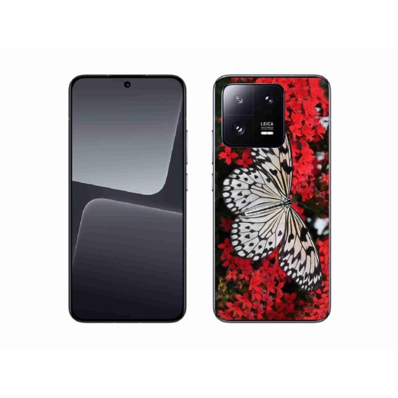 Gél borítás mmCase a Xiaomi 13-hoz - fekete-fehér pillangó 1