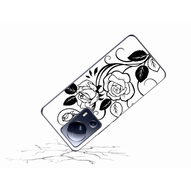 Gél borítás mmCase a Xiaomi 13 Lite-hoz - fekete és fehér rózsa