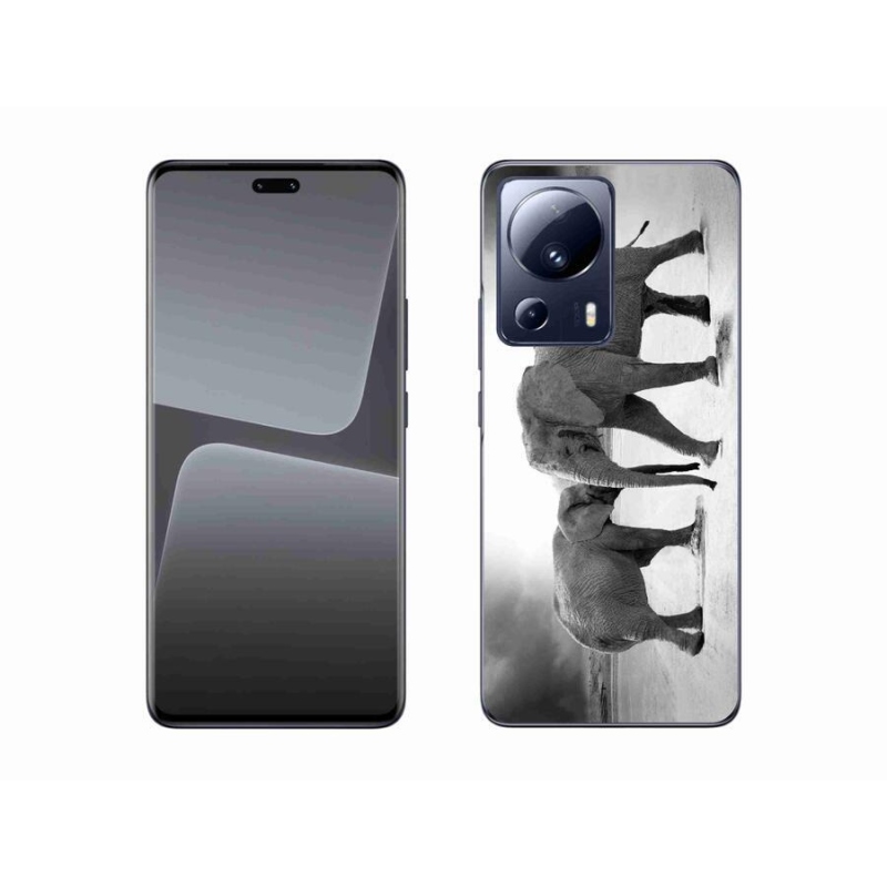 Gél borítás mmCase a Xiaomi 13 Lite-hoz - fekete és fehér elefántok
